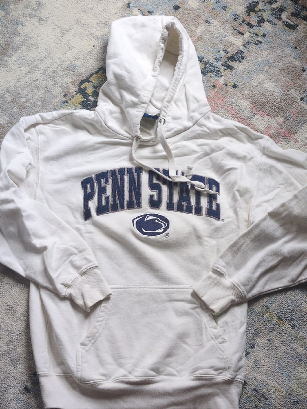 Penn State White Pullover Hoodie with Navy Logo